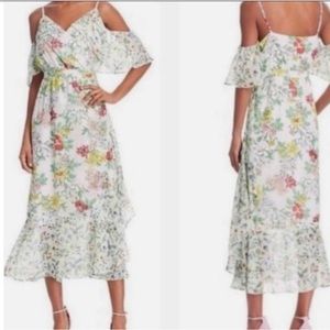 Nanette Nanette lepore floral ruffled faux wrap midi dress size 4